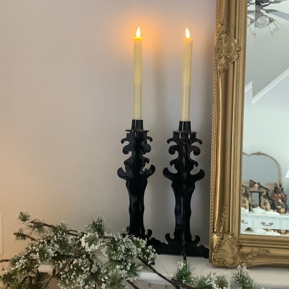 Midnight Black single Candle Holder‎ metal holidays home decor